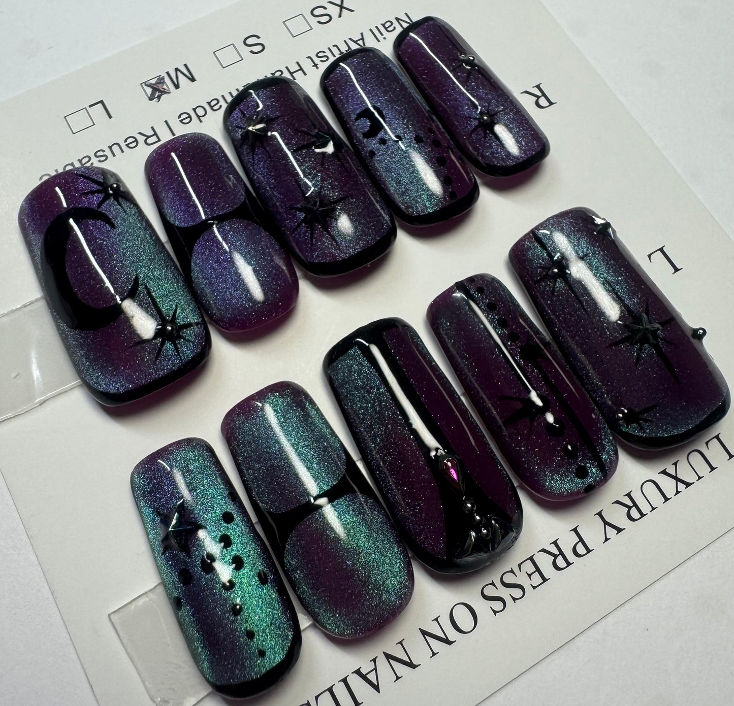 Purple Witchy Aurora with green Cat eye